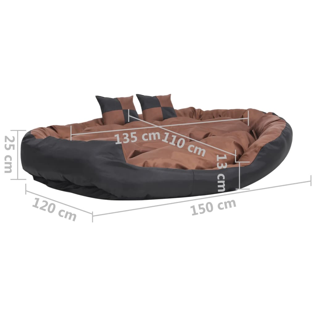 Kaksipuolinen pestävä koiran tyyny musta ja rusk. 150x120x25 cm - Harrastajankoti.fi