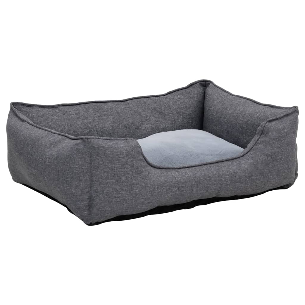 Koiran peti harmaa 85,5x70x23cm pellavatyyli fleece - Harrastajankoti.fi
