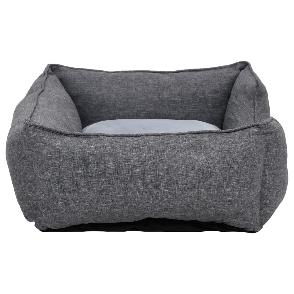 Koiran peti harmaa 85,5x70x23cm pellavatyyli fleece - Harrastajankoti.fi