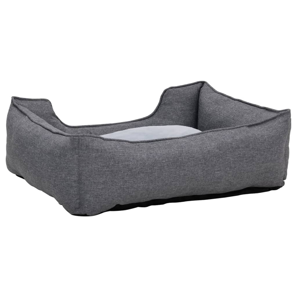 Koiran peti harmaa 85,5x70x23cm pellavatyyli fleece - Harrastajankoti.fi