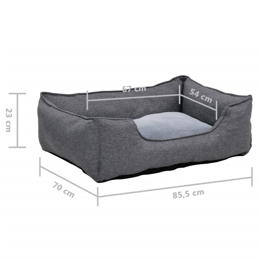 Koiran peti harmaa 85,5x70x23cm pellavatyyli fleece - Harrastajankoti.fi