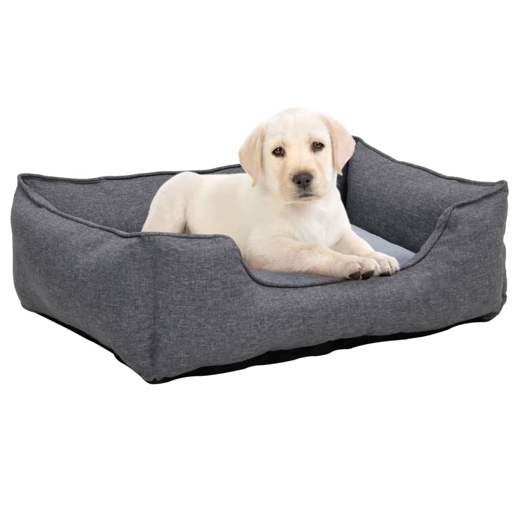 Koiran peti harmaa 85,5x70x23cm pellavatyyli fleece - Harrastajankoti.fi