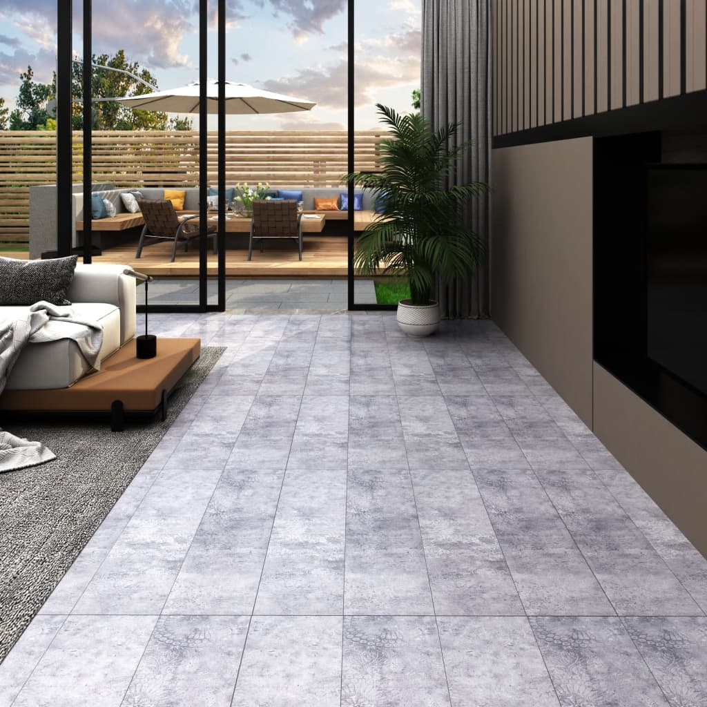 Itsekiinnittyvä PVC lattialankku 5,21 m² 2 mm sementinharmaa - Harrastajankoti.fi