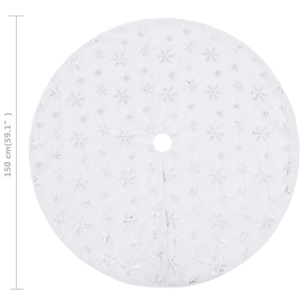 Ylellinen joulukuusen jalustapeite valkoinen 150 cm tekoturkis - Harrastajankoti.fi