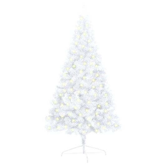 Tekojoulukuusen puolikas LED-valo ja jalusta valk. 120 cm PVC - Harrastajankoti.fi