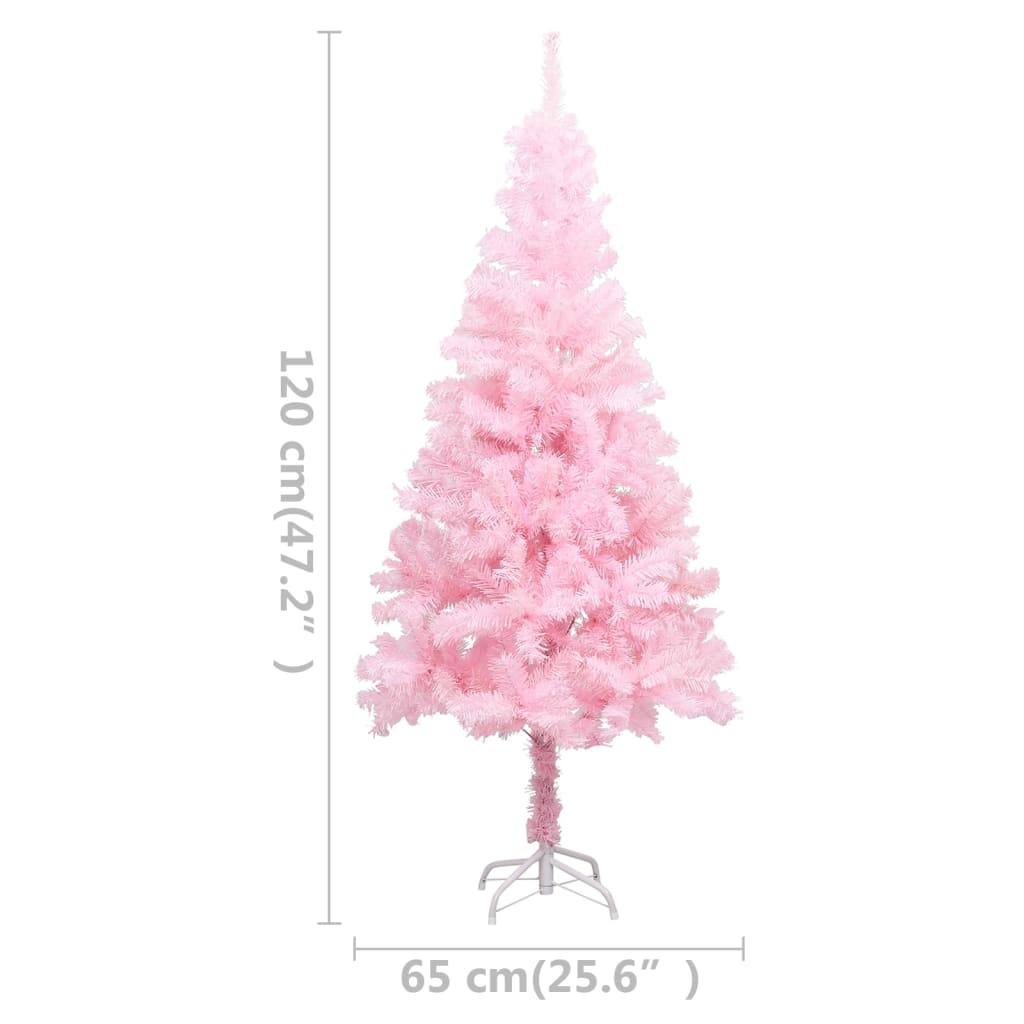Tekojoulukuusi LED-valoilla ja jalustalla pinkki 120 cm PVC - Harrastajankoti.fi