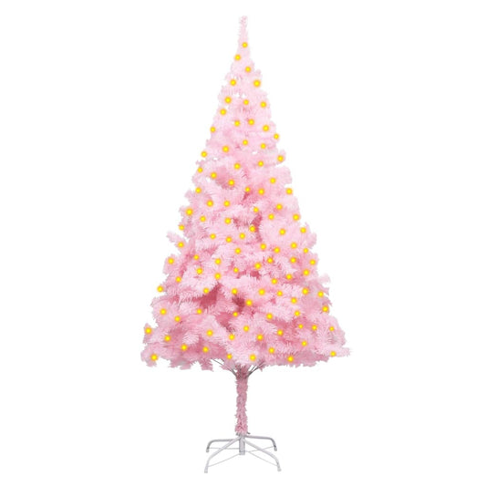 Tekojoulukuusi LED-valoilla ja jalustalla pinkki 180 cm PVC - Harrastajankoti.fi