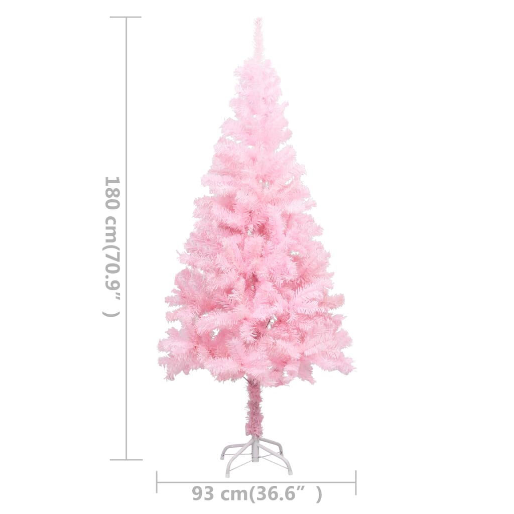 Tekojoulukuusi LED-valoilla ja jalustalla pinkki 180 cm PVC - Harrastajankoti.fi