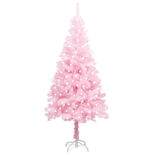 Tekojoulukuusi LED-valoilla ja jalustalla pinkki 240 cm PVC - Harrastajankoti.fi