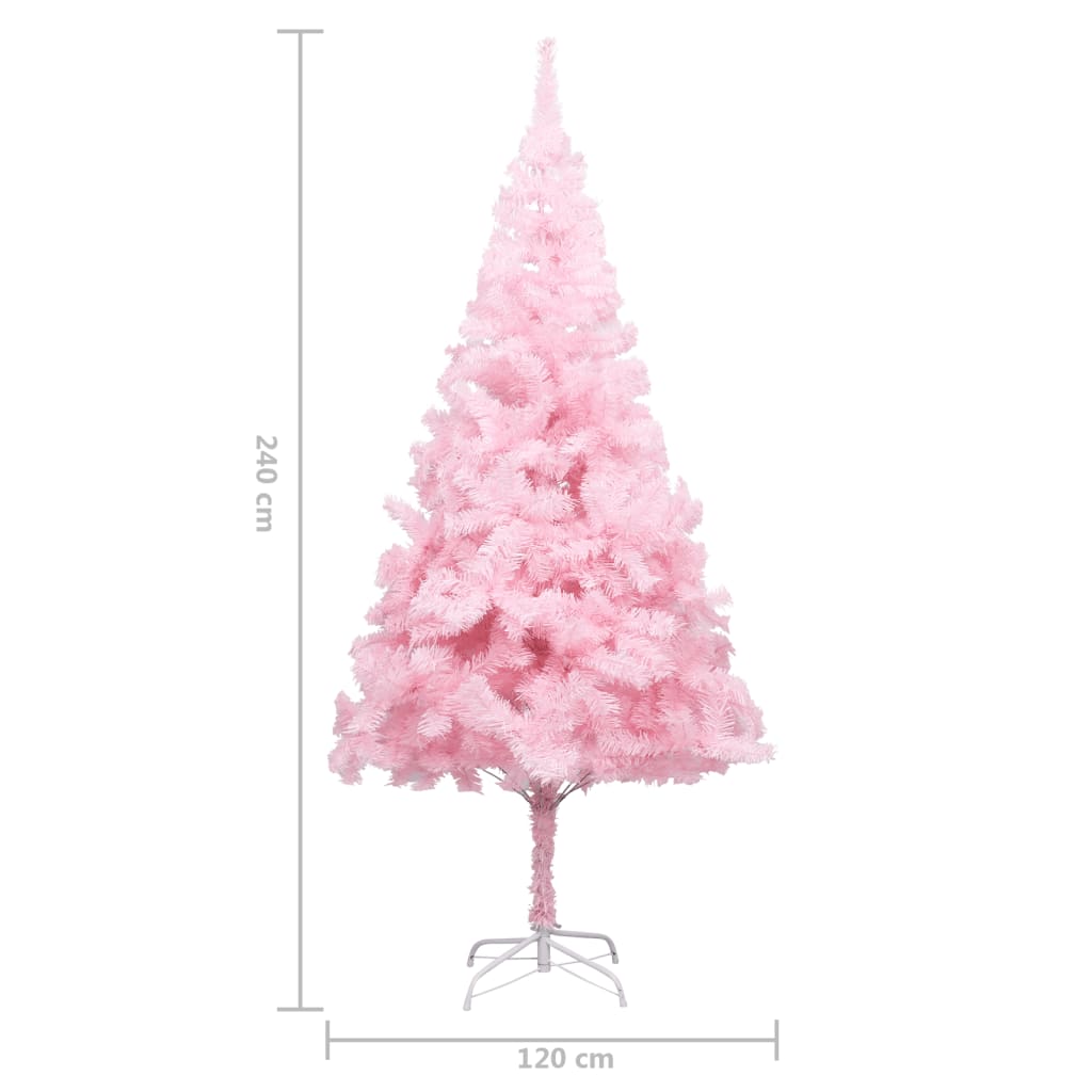 Tekojoulukuusi LED-valoilla ja jalustalla pinkki 240 cm PVC - Harrastajankoti.fi