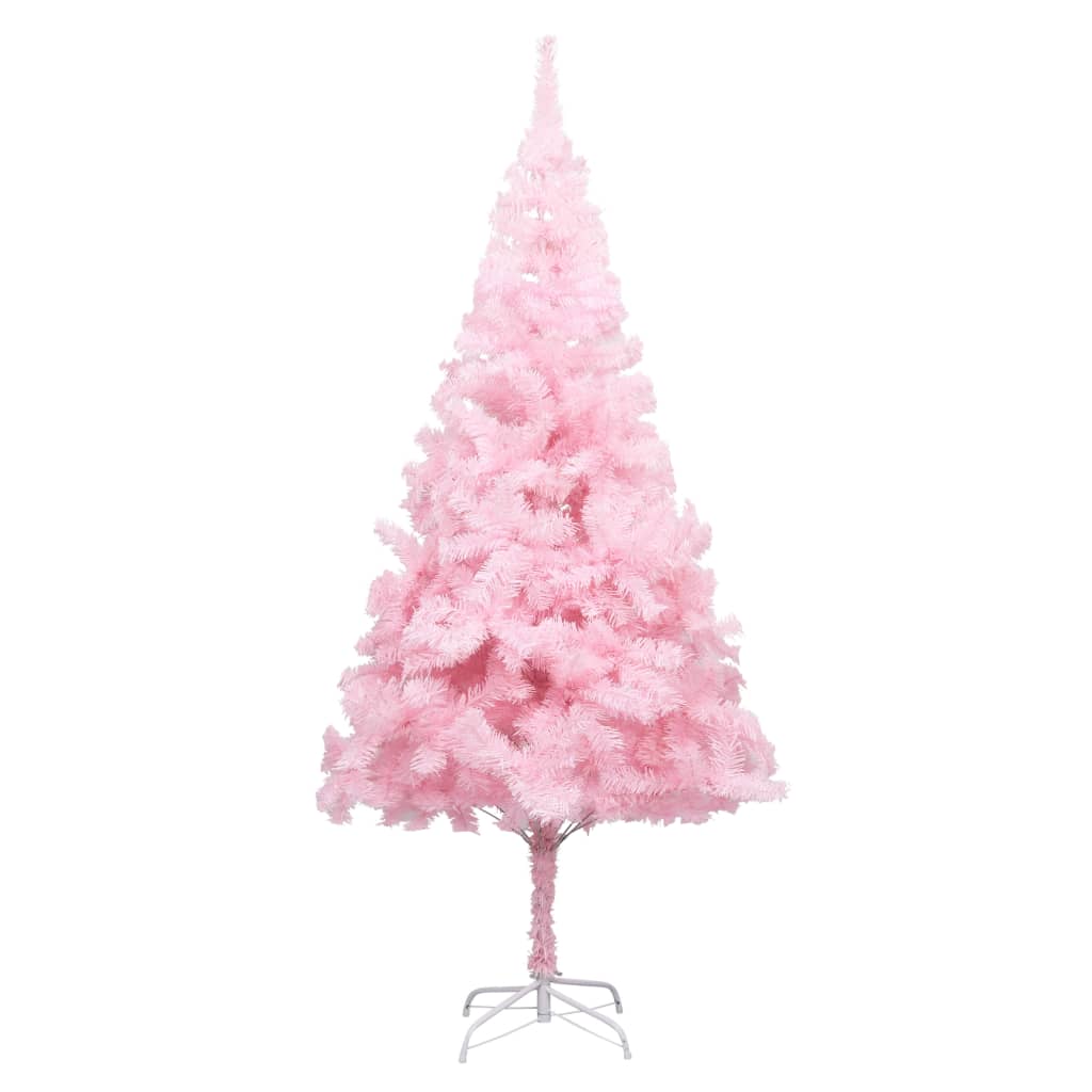 Tekojoulukuusi LED-valoilla ja palloilla pinkki 210 cm PVC - Harrastajankoti.fi