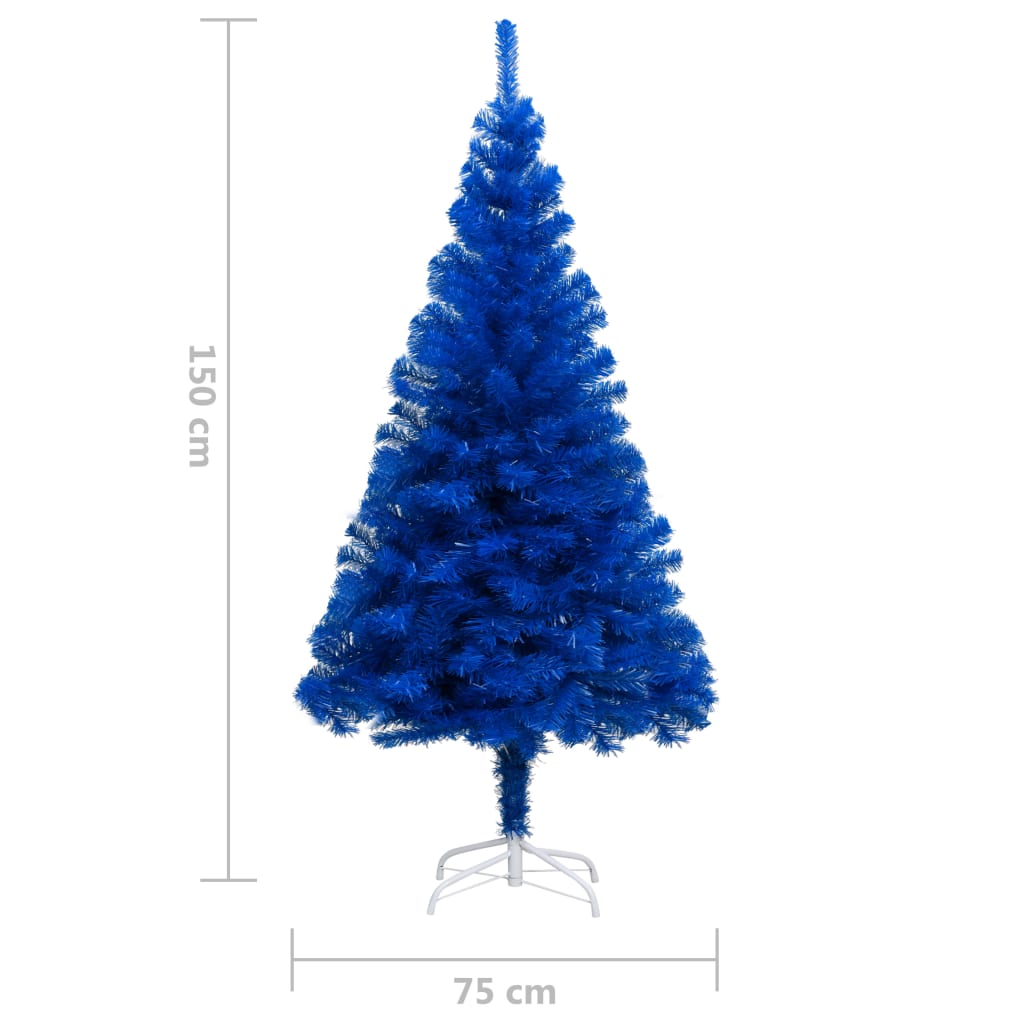Tekojoulukuusi LED-valoilla ja palloilla sininen 150 cm PVC - Harrastajankoti.fi