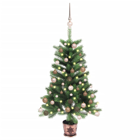 Tekojoulukuusi LED-valoilla ja palloilla vihreä 65 cm - Harrastajankoti.fi