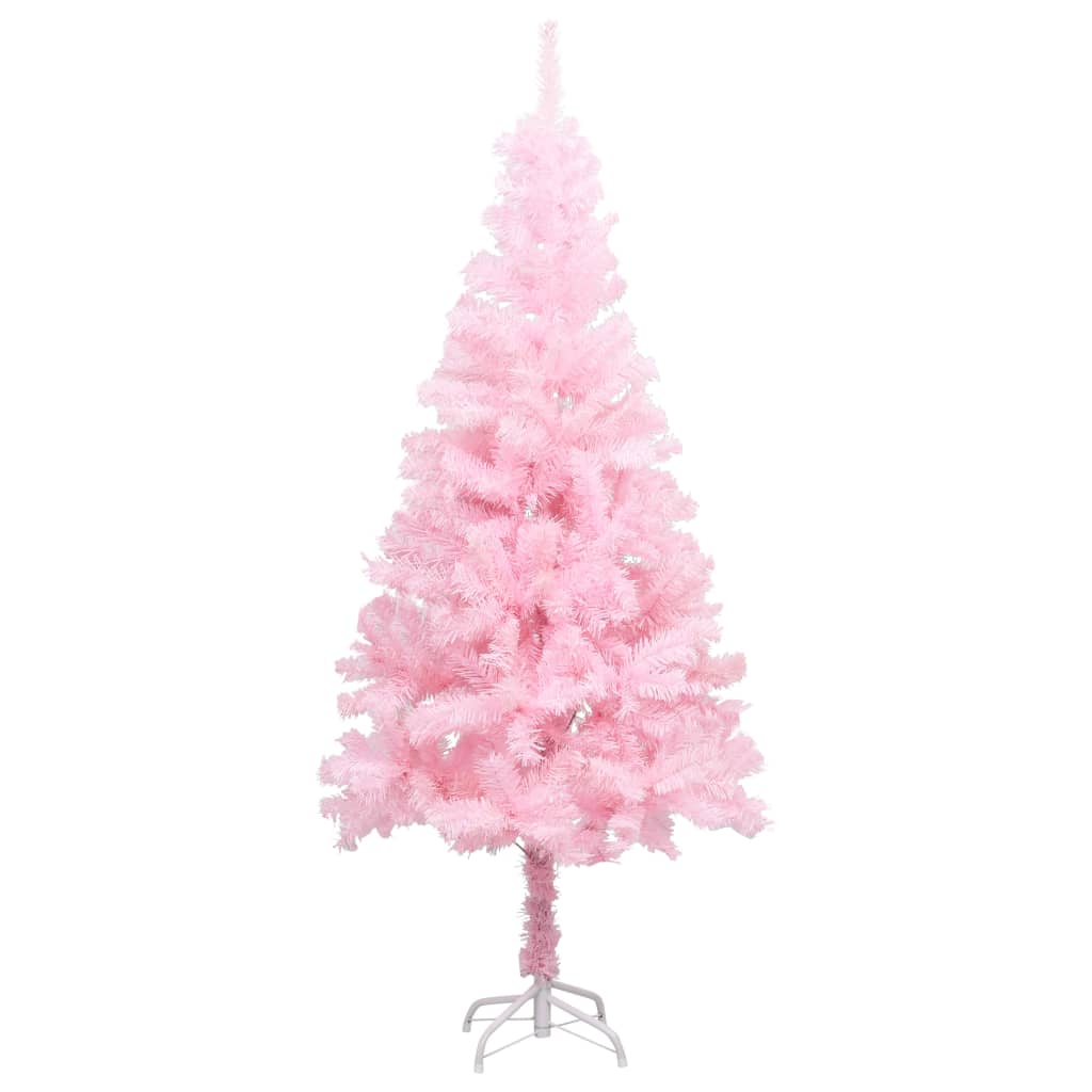 Tekojoulukuusi LED-valoilla ja palloilla pinkki 150 cm PVC - Harrastajankoti.fi
