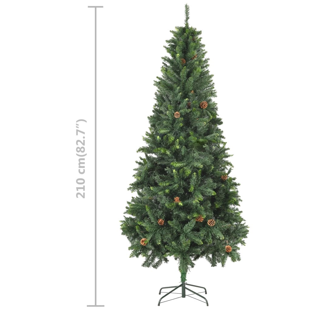 Tekojoulukuusi LED-valoilla, palloilla ja kävyillä 210 cm - Harrastajankoti.fi