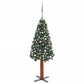 Ohut joulukuusi LED-valoilla ja palloilla vihreä 210 cm PVC - Harrastajankoti.fi