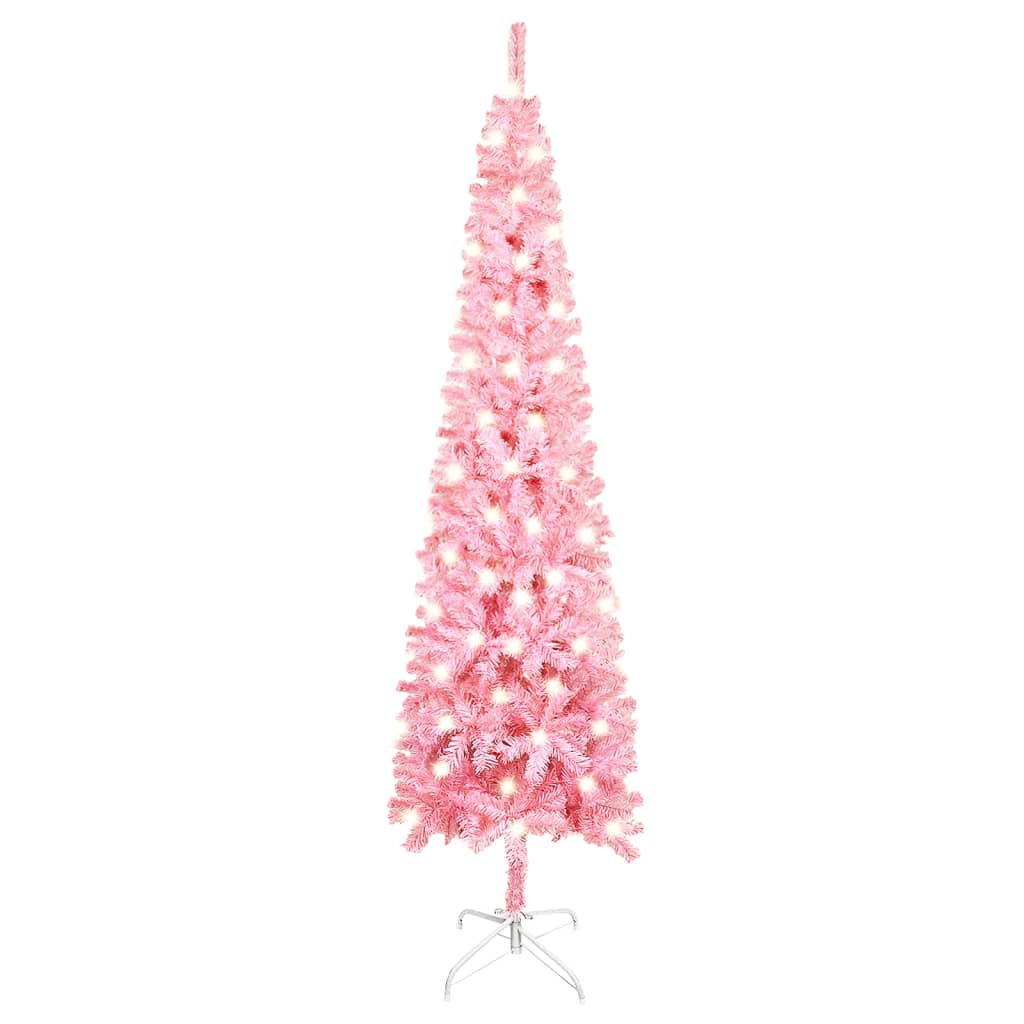 Kapea joulukuusi LED-valoilla pinkki 150 cm - Harrastajankoti.fi