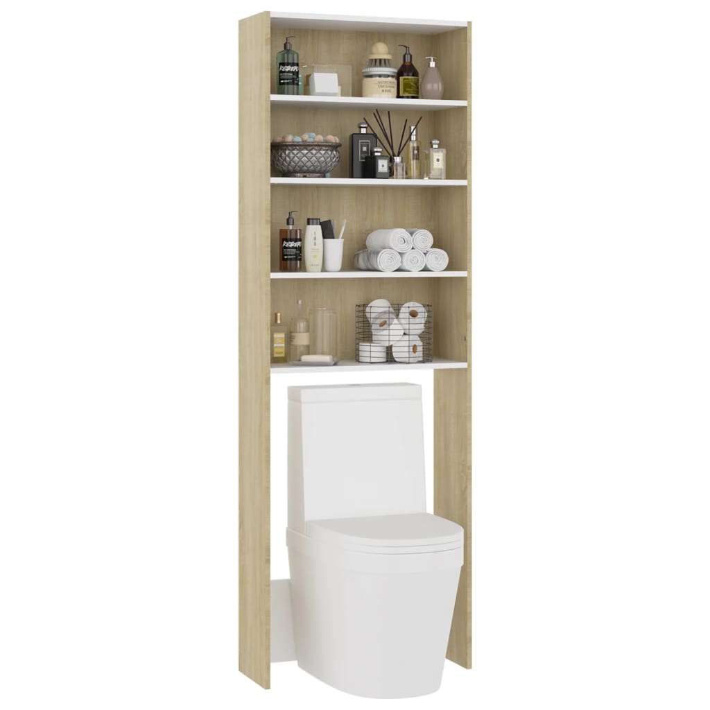 Pesukonekaappi valkoinen ja Sonoma-tammi 64x24x190 cm - Harrastajankoti.fi