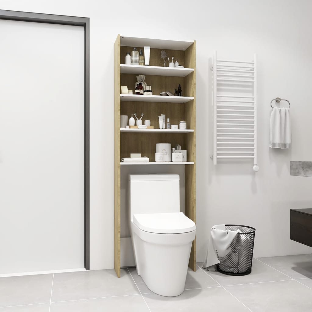 Pesukonekaappi valkoinen ja Sonoma-tammi 64x24x190 cm - Harrastajankoti.fi