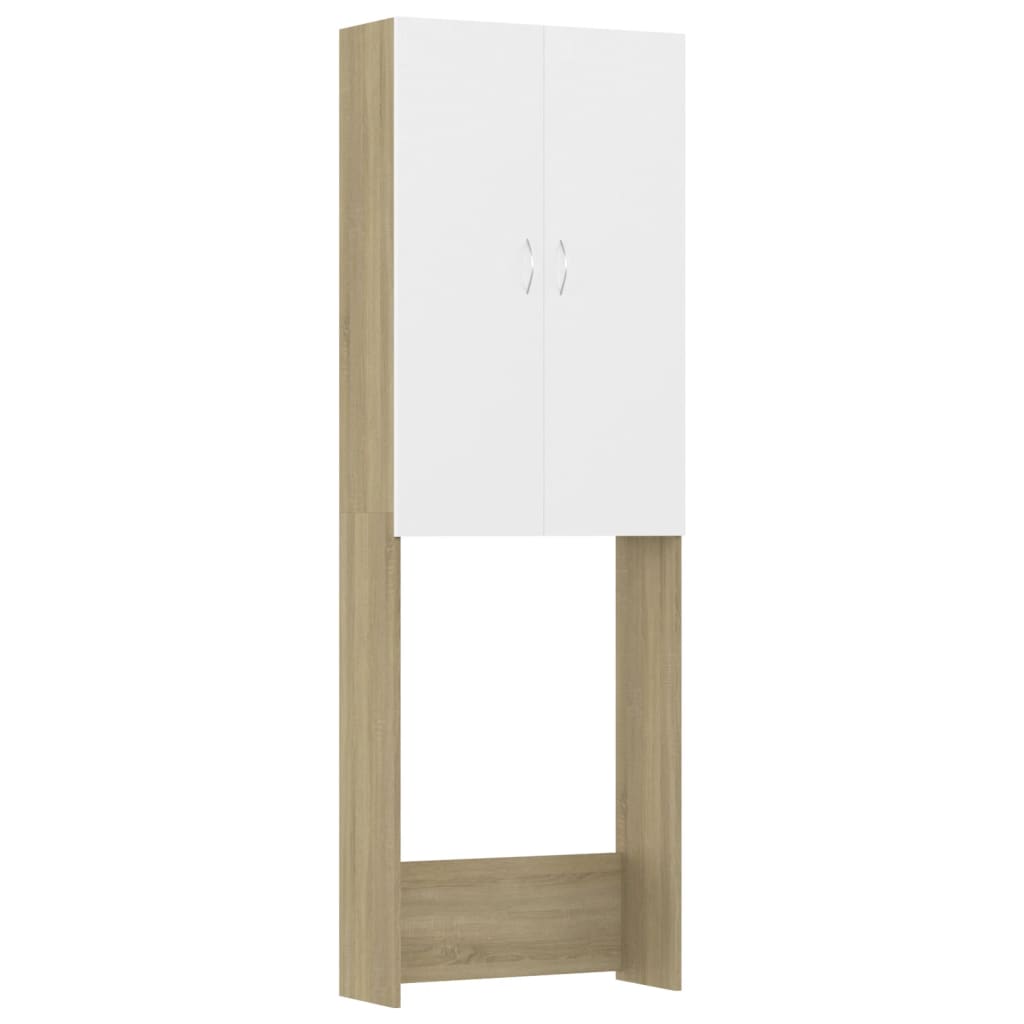 Pesukonekaappi valkoinen ja Sonoma-tammi 64x25,5x190 cm - Harrastajankoti.fi