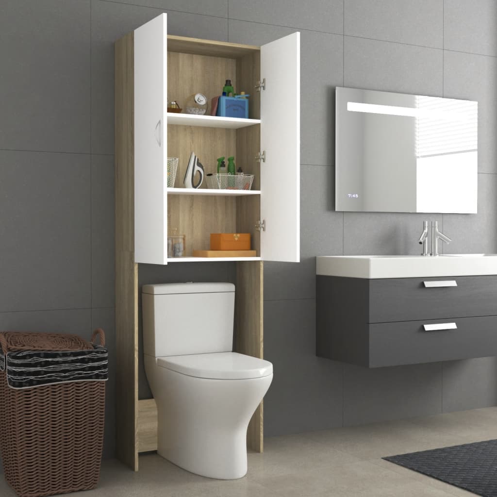 Pesukonekaappi valkoinen ja Sonoma-tammi 64x25,5x190 cm - Harrastajankoti.fi