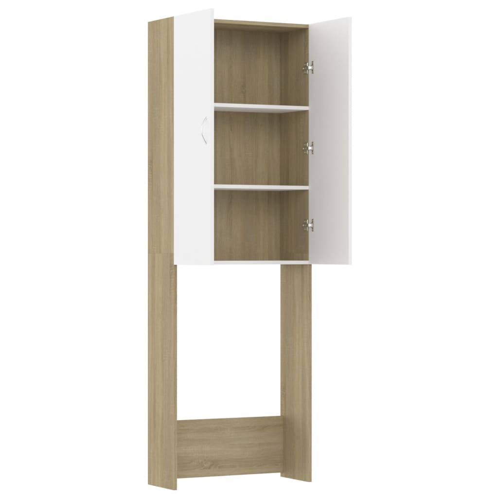 Pesukonekaappi valkoinen ja Sonoma-tammi 64x25,5x190 cm - Harrastajankoti.fi