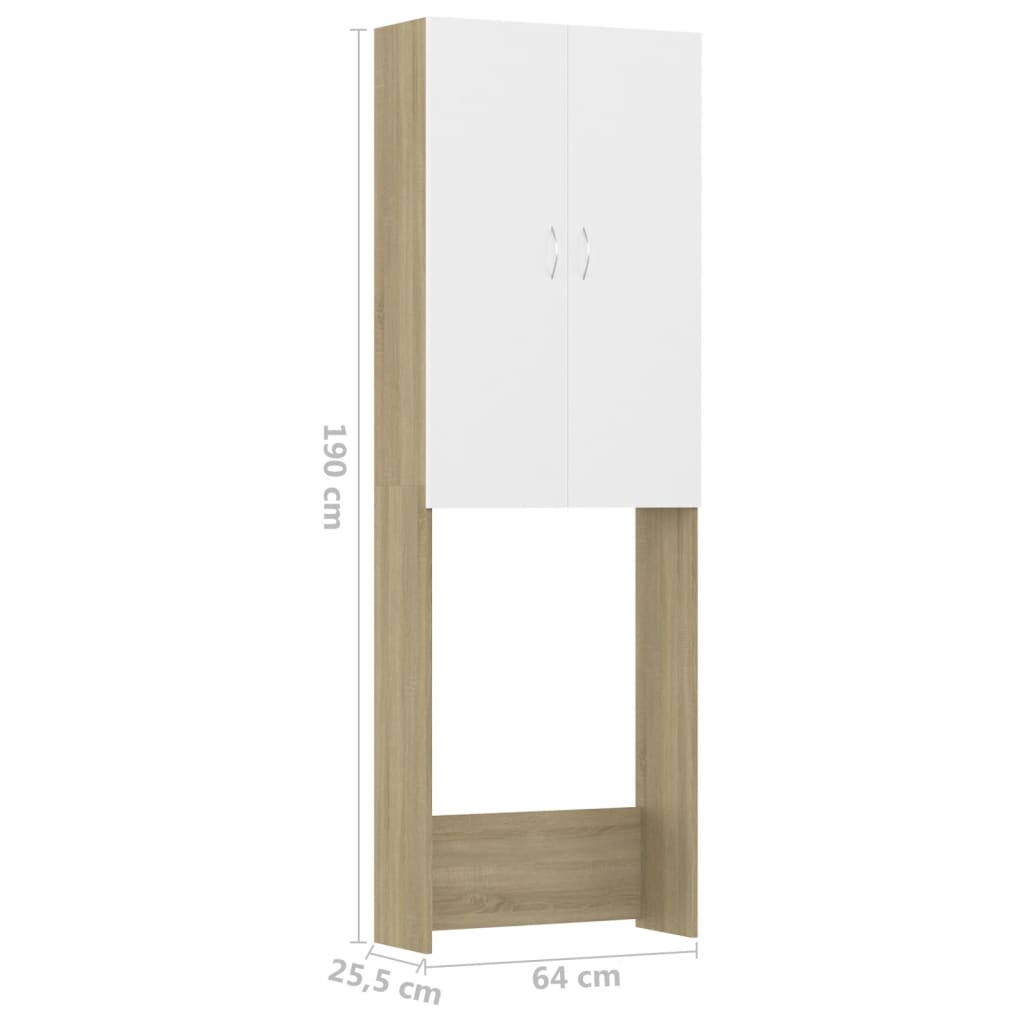 Pesukonekaappi valkoinen ja Sonoma-tammi 64x25,5x190 cm - Harrastajankoti.fi