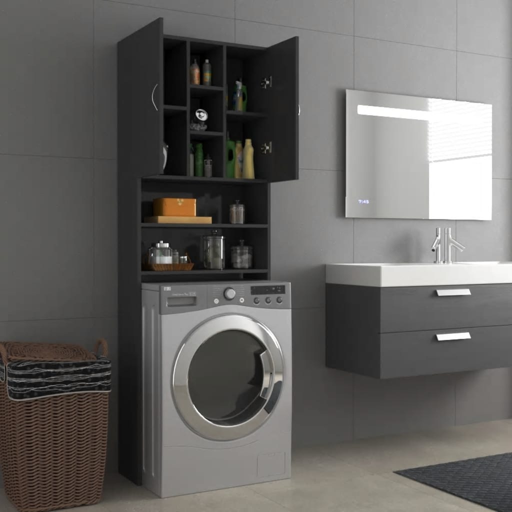 Pesukonekaappi korkeakiilto harmaa 64x25,5x190 cm - Harrastajankoti.fi