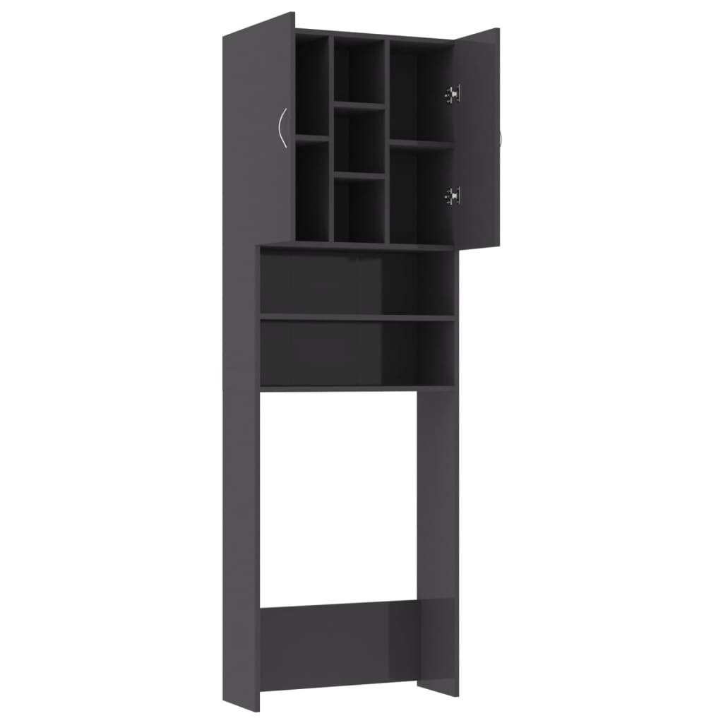 Pesukonekaappi korkeakiilto harmaa 64x25,5x190 cm - Harrastajankoti.fi