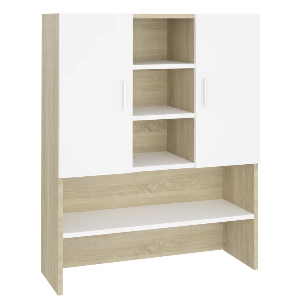 Pesukonekaappi valkoinen ja Sonoma-tammi 70,5x25,5x90 cm - Harrastajankoti.fi