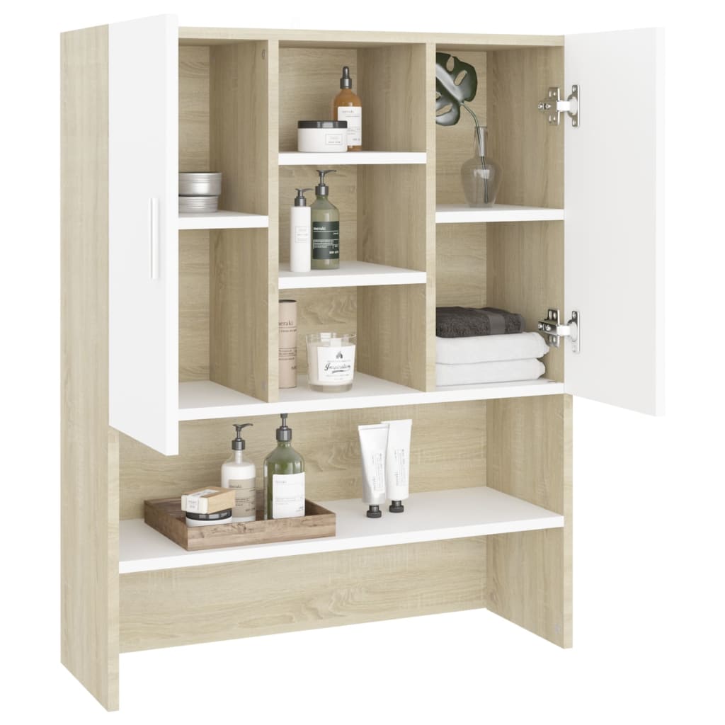 Pesukonekaappi valkoinen ja Sonoma-tammi 70,5x25,5x90 cm - Harrastajankoti.fi