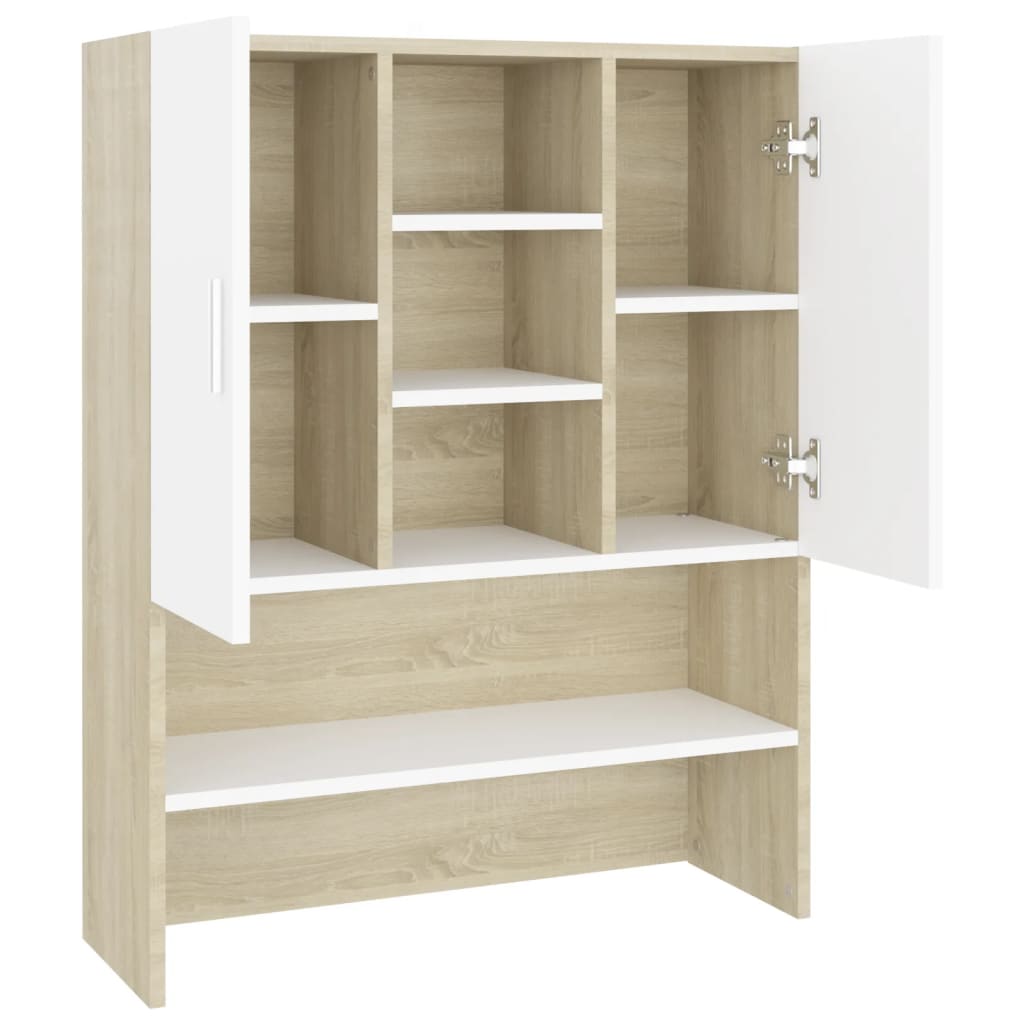 Pesukonekaappi valkoinen ja Sonoma-tammi 70,5x25,5x90 cm - Harrastajankoti.fi