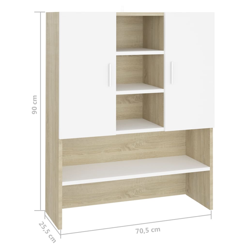 Pesukonekaappi valkoinen ja Sonoma-tammi 70,5x25,5x90 cm - Harrastajankoti.fi
