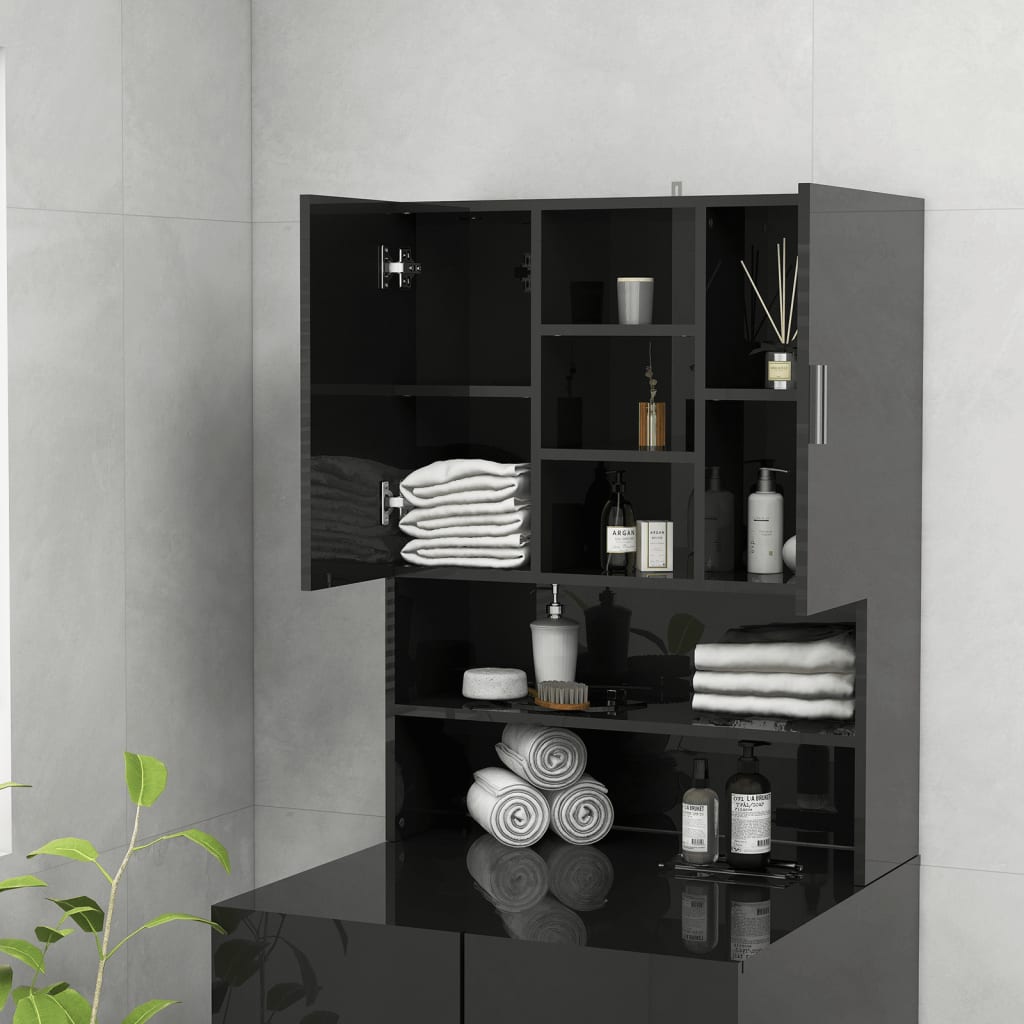 Pesukonekaappi korkeakiilto musta 70,5x25,5x90 cm - Harrastajankoti.fi