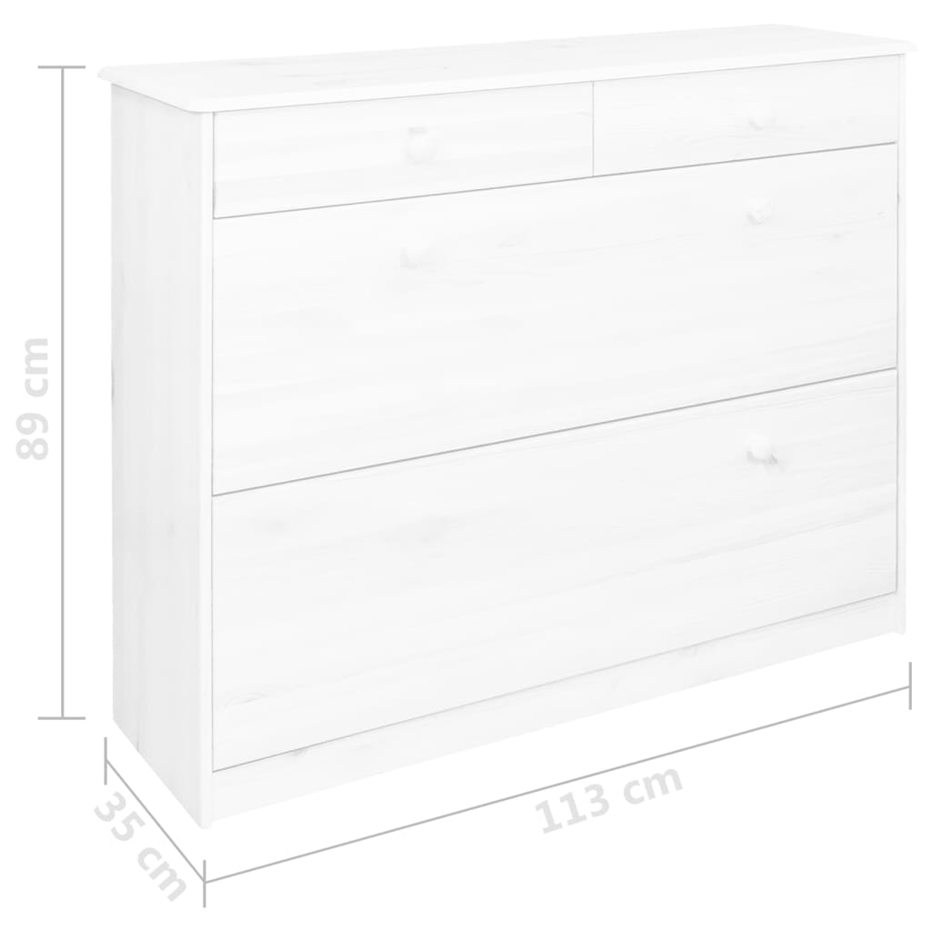 Kenkäkaappi 2 lokerolla valkoinen 113x35x89 cm täysi mänty - Harrastajankoti.fi