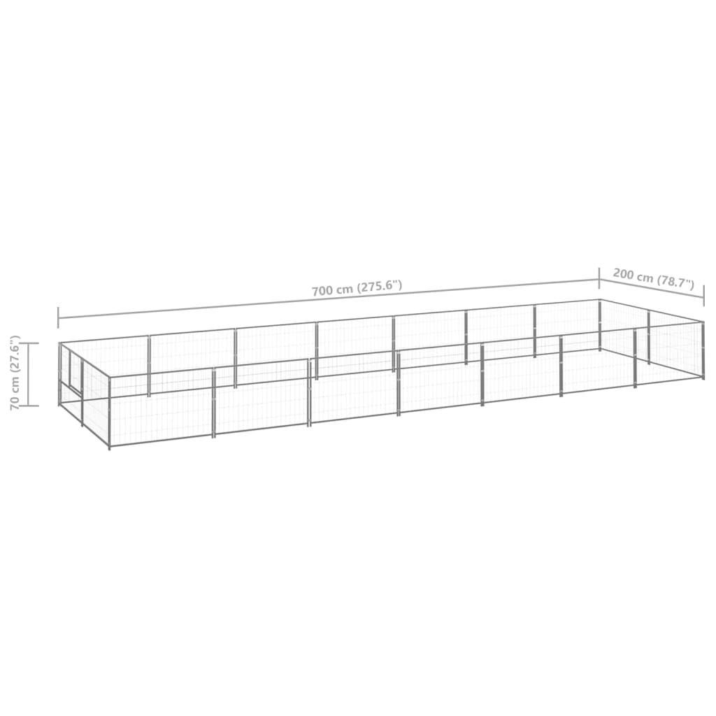 Koiranhäkki hopea 14 m² teräs - Harrastajankoti.fi