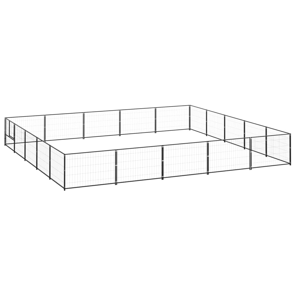 Koiranhäkki musta 25 m² teräs - Harrastajankoti.fi