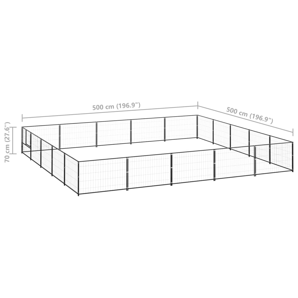 Koiranhäkki musta 25 m² teräs - Harrastajankoti.fi