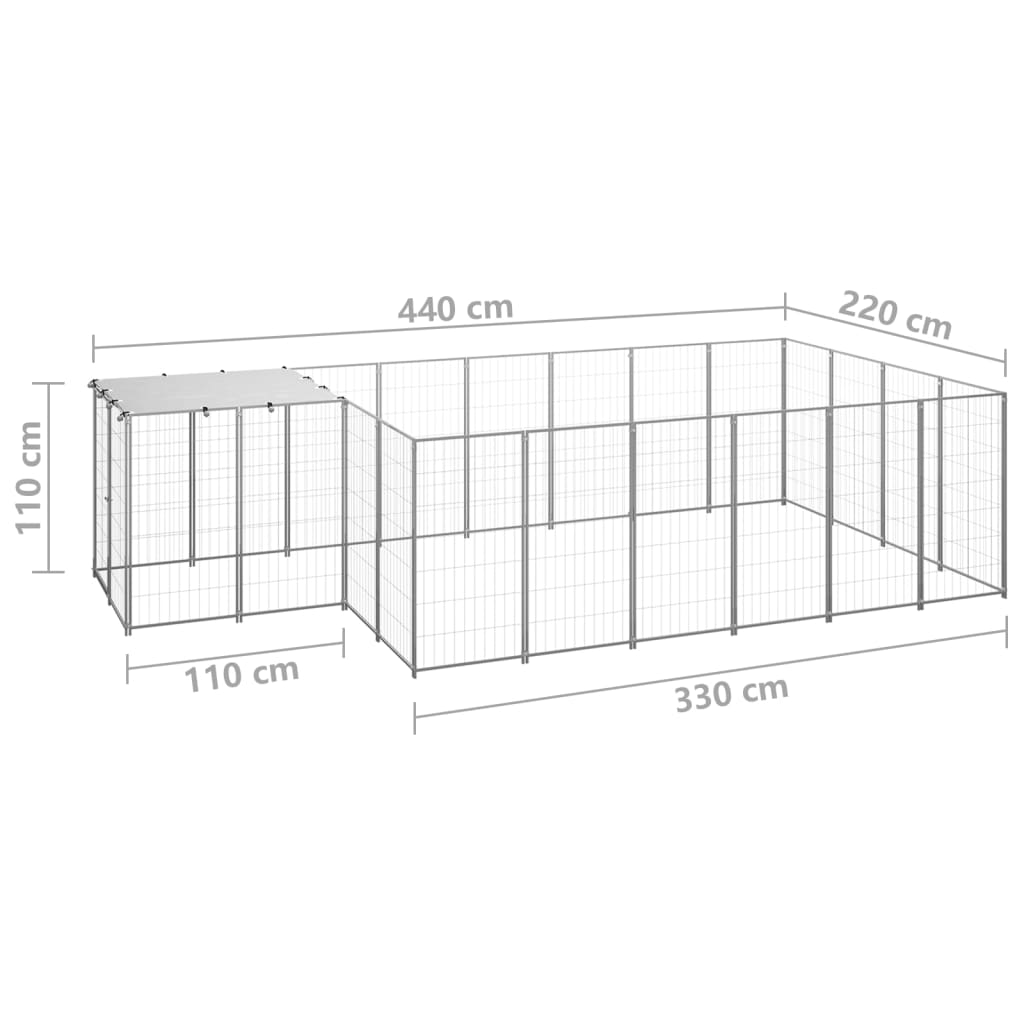 Koiranhäkki hopea 8,47 m² teräs - Harrastajankoti.fi