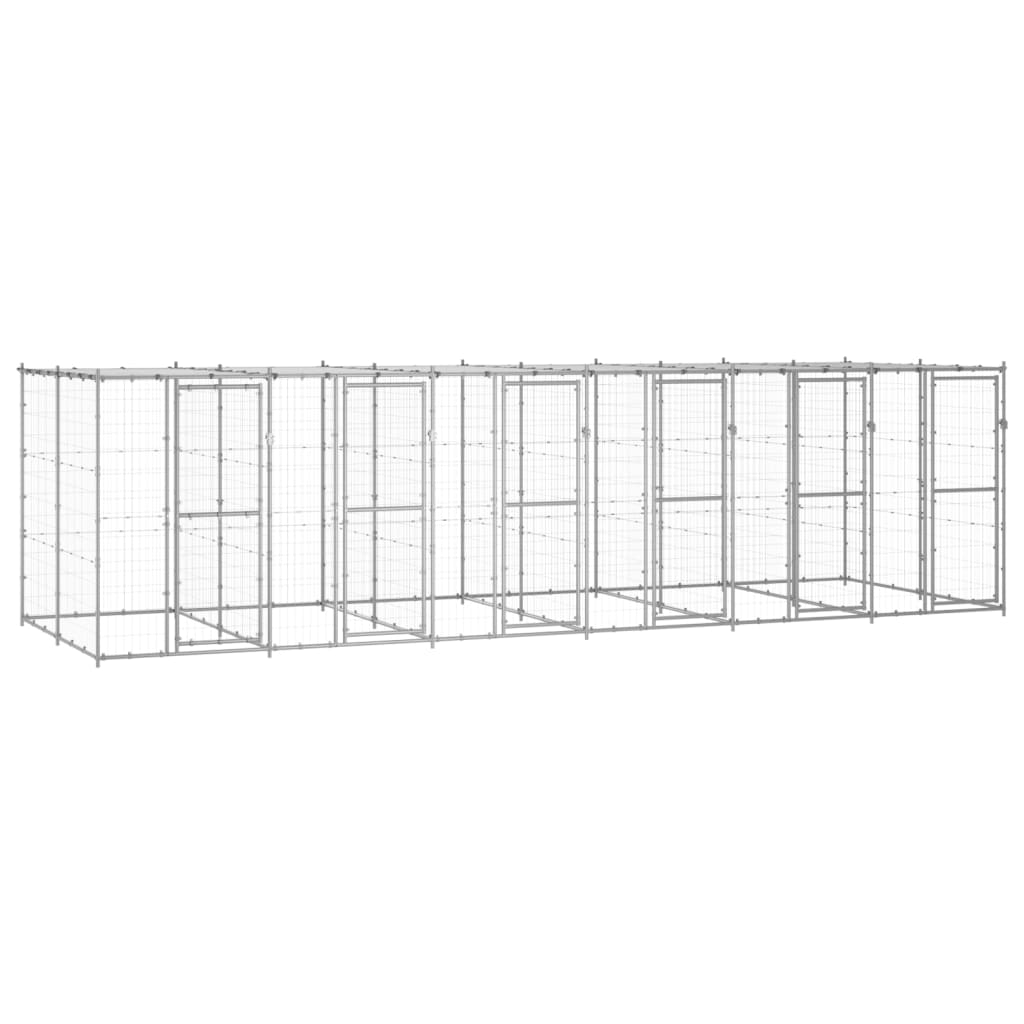 Koiran ulkohäkki katolla galvanoitu teräs 14,52 m² - Harrastajankoti.fi