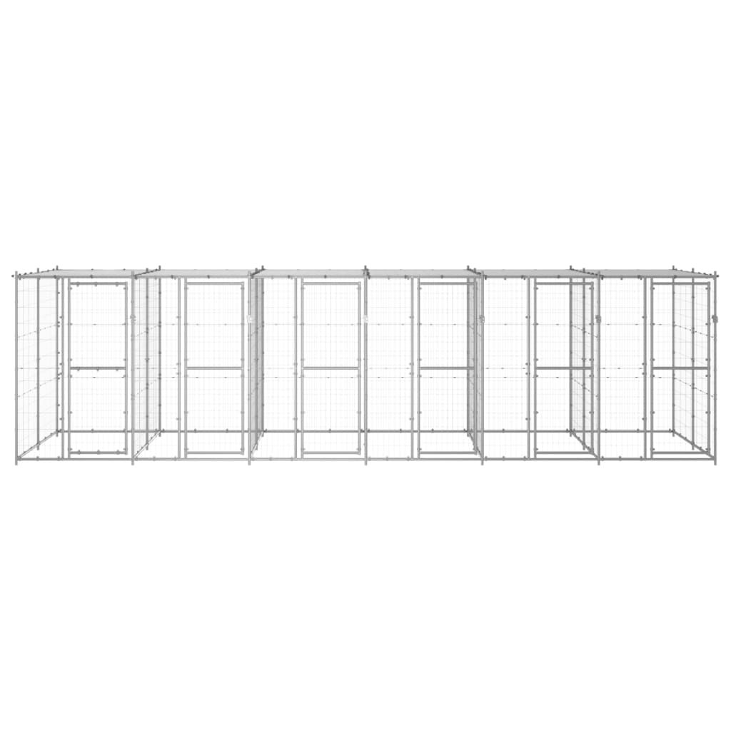 Koiran ulkohäkki katolla galvanoitu teräs 14,52 m² - Harrastajankoti.fi