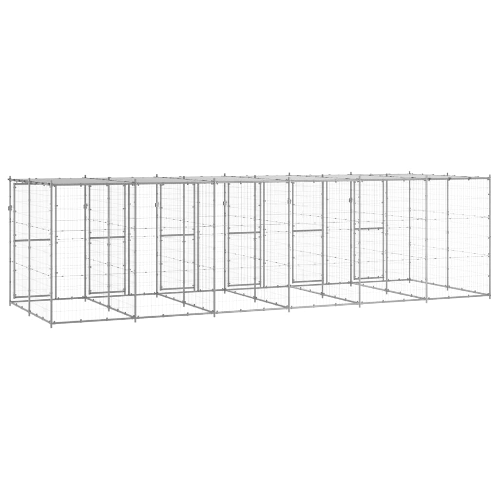 Koiran ulkohäkki katolla galvanoitu teräs 14,52 m² - Harrastajankoti.fi