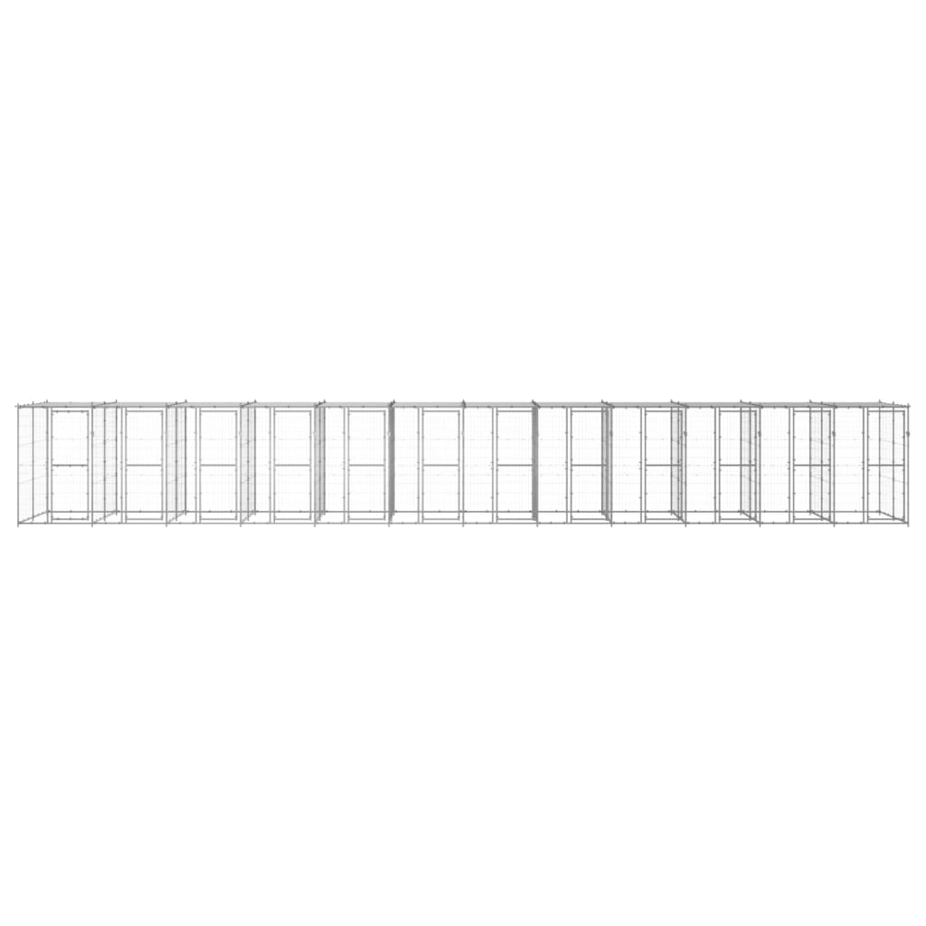 Koiran ulkohäkki katolla galvanoitu teräs 29,04 m² - Harrastajankoti.fi