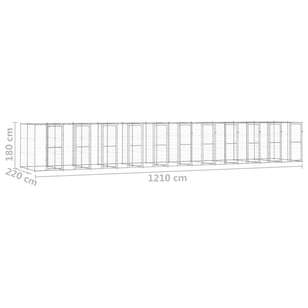 Koiran ulkohäkki galvanoitu teräs 26,62 m² - Harrastajankoti.fi