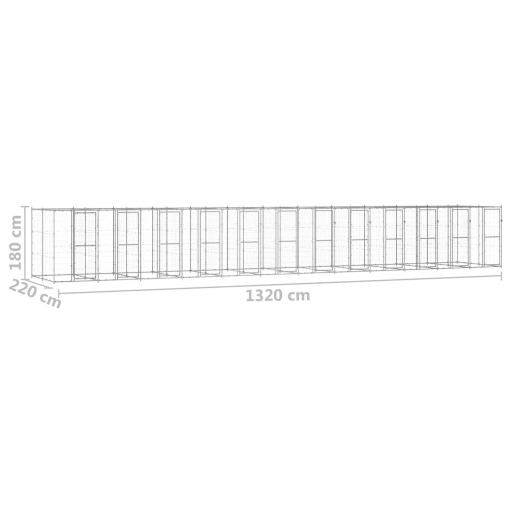 Koiran ulkohäkki galvanoitu teräs 29,04 m² - Harrastajankoti.fi