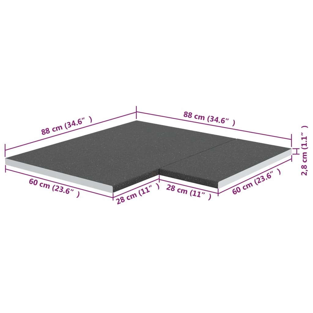 Keittiön kulmatyötaso musta graniittikuvio lastulevy - Harrastajankoti.fi