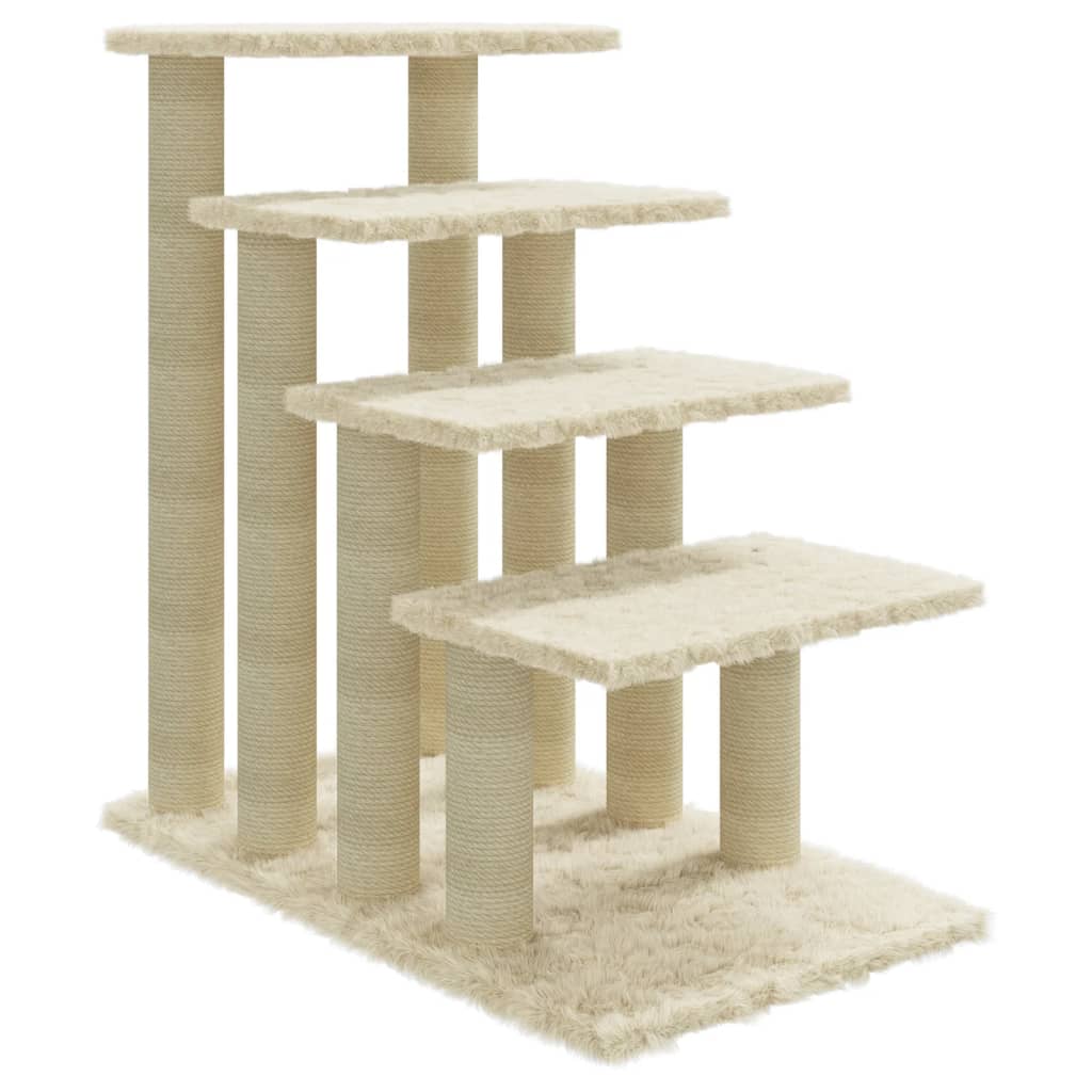 Kissan kiipeilypuu sisal- raapimispylväillä kerma 63 cm - Harrastajankoti.fi