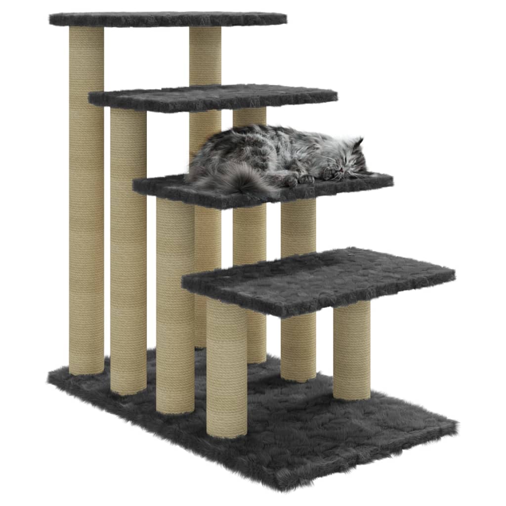 Kissan kiipeilypuu sisal- raapimispylväillä tummanharmaa 63 cm - Harrastajankoti.fi