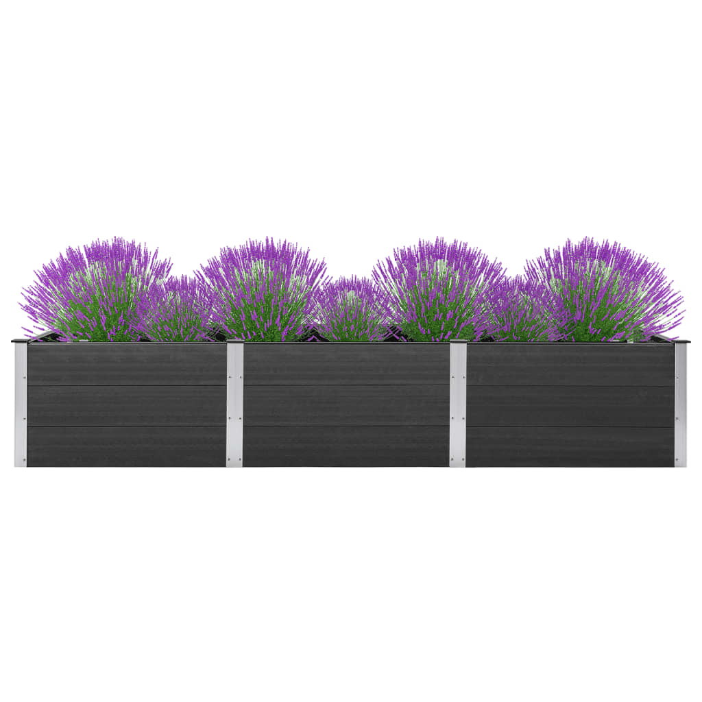 Puutarhan korotettu kukkalaatikko harmaa 300x100x54 cm WPC - Harrastajankoti.fi