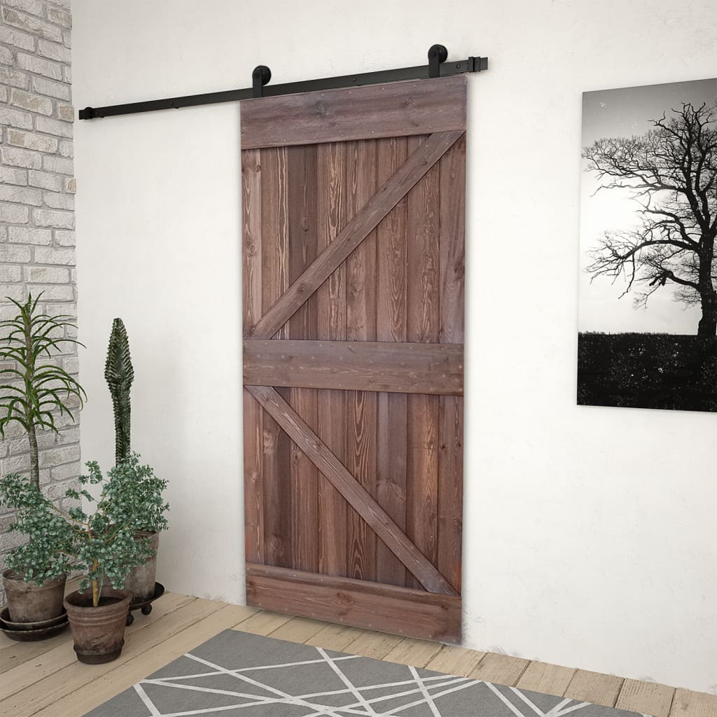 Liukuovi asennustarvikkeineen 80x210 cm mänty tummanruskea - Harrastajankoti.fi